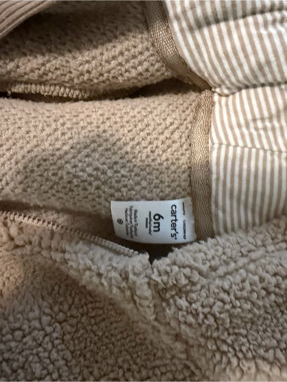 Carter's Beige Teddy Bear Sherpa Hooded One-Piece